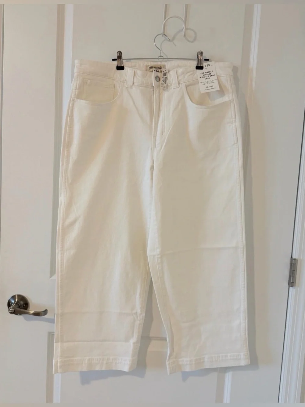 Madewell Plus Perfect Vintage High-Rise Wide-Leg Crop Jeans Tile White Size 14 - Picture 3 of 7